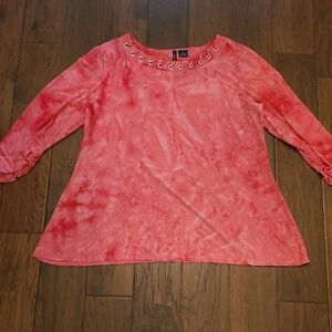 New Directions women's textured marbled pink top size XL